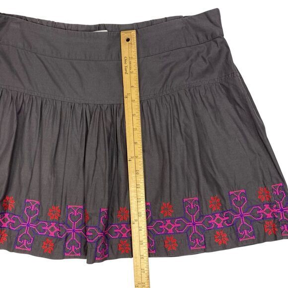 American Eagle Skater Skirt Women Large Gray Embroidered Elasticwaist Fall Skirt - Picture 6 of 8